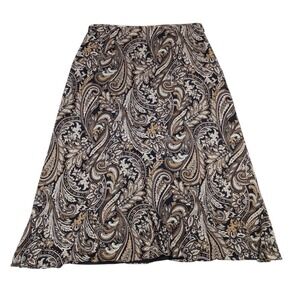 Pendleton Paisley Midi Skirt 12 Silk Wool Black Brown‎ Academia Office Preppy